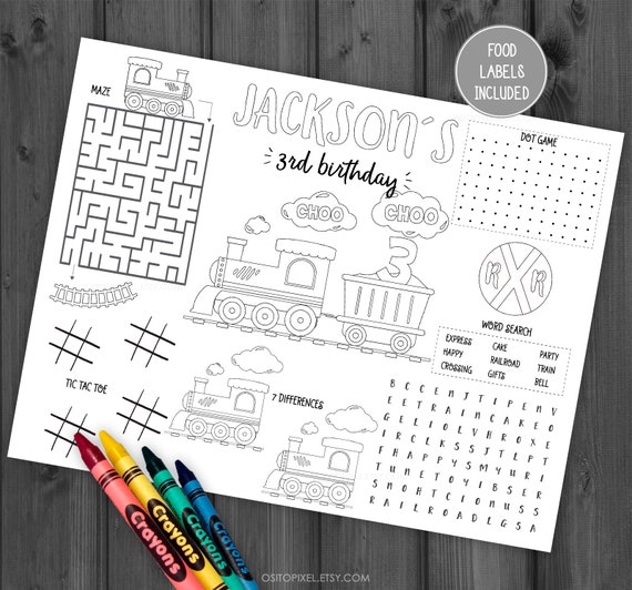 Train Printable Activity And Coloring Pages Personalized | Etsy