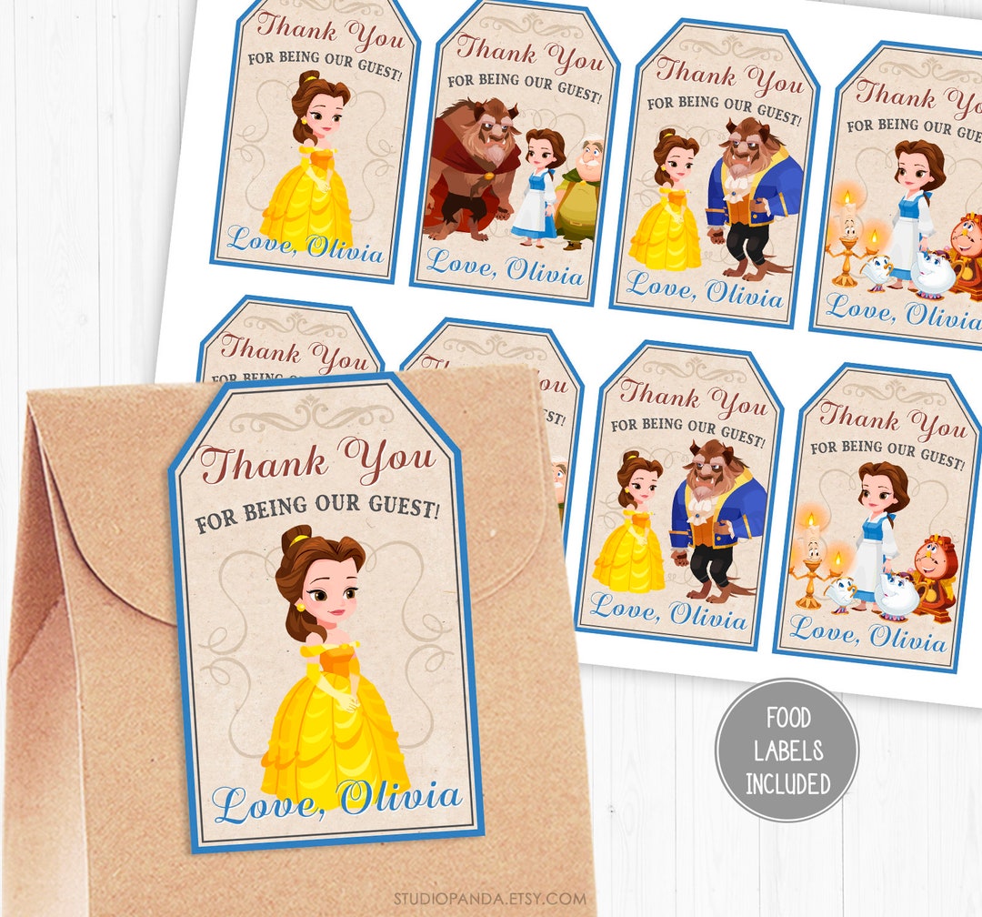 Beauty and the Beast Thank You Tags, Personalized, Beauty Bundle ...
