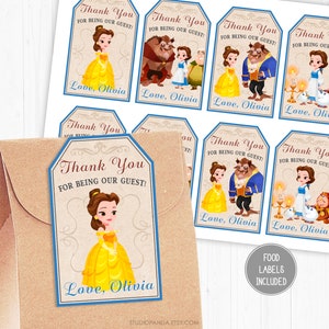 Beauty And The Beast Thank You Tags, Personalized, Beauty Bundle, Beauty Card, Beauty Favor, Princesa Bella Y Bestia Princess Belle Party