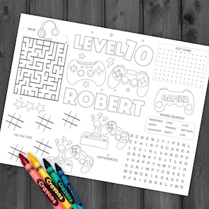 Video Game Activity And Coloring Pages, Personalized, Video Game Coloring Pages, Gamer Activity, Gaming, Arcade, Level Up Game Truck VG1