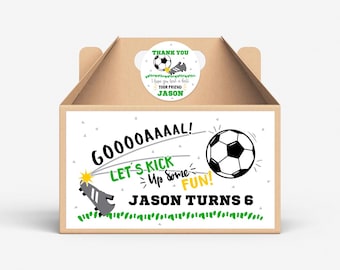 Soccer Gable Box Label, Personalized, Soccer Label, Soccer Favor, Soccer Treat, Sports Gable Box, Sports Wrapper, Football, SC1