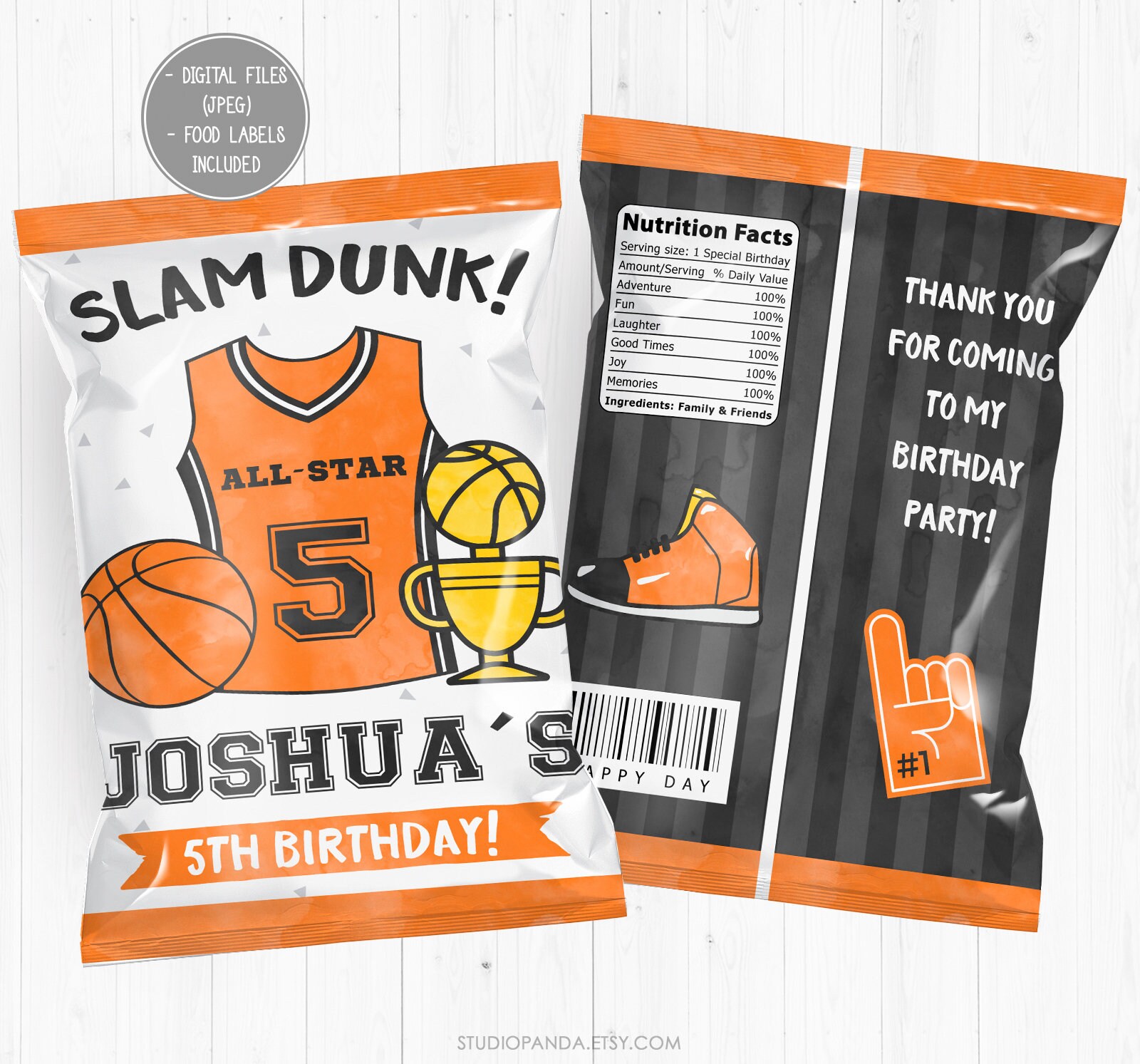 Basketball Chip Bag Personalized Sport Chip Bag Basketball Etsy