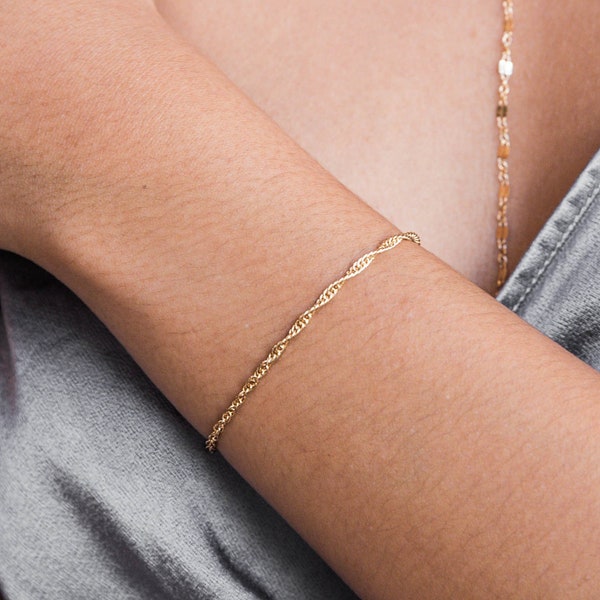 Gold Rope Bracelet / Dainty Gold Filled Rope Chain Bracelet / Delicate Sterling Silver Bracelet / Gold Layering Bracelet / Everyday Bracelet