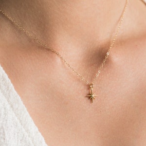 Gold North Star Necklace / Tiny Starburst Necklace / Gold Filled Star Necklace / Starburst Layering Necklace / Starburst Necklace