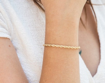 Chunky Gold Rope Chain Bracelet / Thick Twisted Chain Bracelet / Twist Chain Bracelet / Everyday Jewelry / Gold Chain Bracelet / Thick Twist