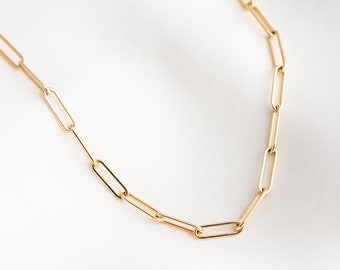 Gold Link Chain Necklace / Silver Paperclip Chain Necklace / Long Rectangle Link Chain Necklace / Bold Chunky Gold Chain Necklace