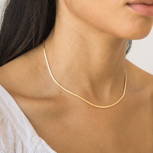 Serpentine Chain Necklace / Delicate Gold Filled Necklace / Gold Everyday Necklace / Vintage Chain / Bridesmaid Necklace / Gift