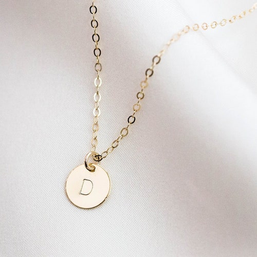 Gold Initial Necklace / Dainty Letter Necklace / Tiny Initial | Etsy