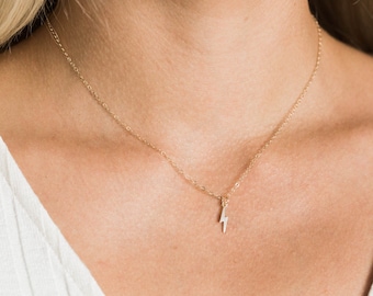 Gold Lightning Bolt Necklace / Dainty Lightning Bolt Necklace / Silver Lightning Necklace / Gold Filled Layering Necklace / Wizard Gift