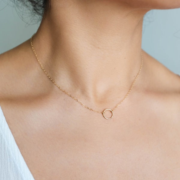 Open Circle Karma Necklace / 14k Gold Filled Gold Circle Necklace / Gold Karma Necklace / Bridesmaid Necklace / Gift for Sister, Friends