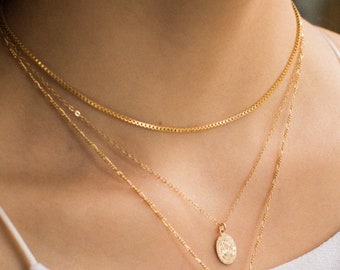 Gold Filled Box Chain Necklace / Dainty Everyday Chain Necklace / Sterling Silver Box Chain Necklace / Choker Necklace / Everyday Necklace