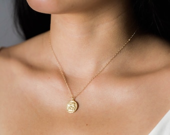 Angel Medallion Necklace / Gold Angel Necklace / Angel Coin Necklace / 14k Gold Filled, Sterling Silver Cherub Necklace / Grandma Gift