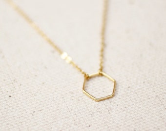 Hexagon Necklace / Dainty Gold Hexagon Necklace / Geometric Necklace / Layered Necklace / Bridesmaid/Birthday Idea