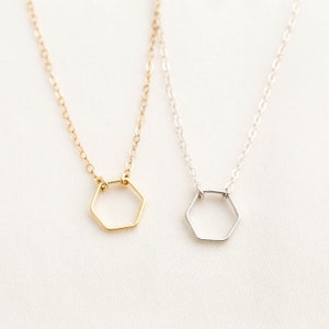 Hexagon Necklace / Dainty Gold Hexagon Necklace / Geometric Necklace / Layered Necklace / Bridesmaid/Birthday Idea image 5