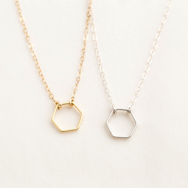 Hexagon Necklace / Dainty Gold Hexagon Necklace / Geometric Necklace / Layered Necklace / Bridesmaid/Birthday Idea image 5