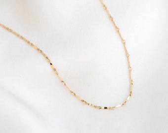 Dainty Gold Filled Chain Necklace / Delicate Gold Filled Layering Necklace / Dainty Chain Necklace / Dapped Chain Layering Necklace