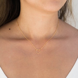 Hexagon Necklace / Dainty Gold Hexagon Necklace / Geometric Necklace / Layered Necklace / Bridesmaid/Birthday Idea image 3