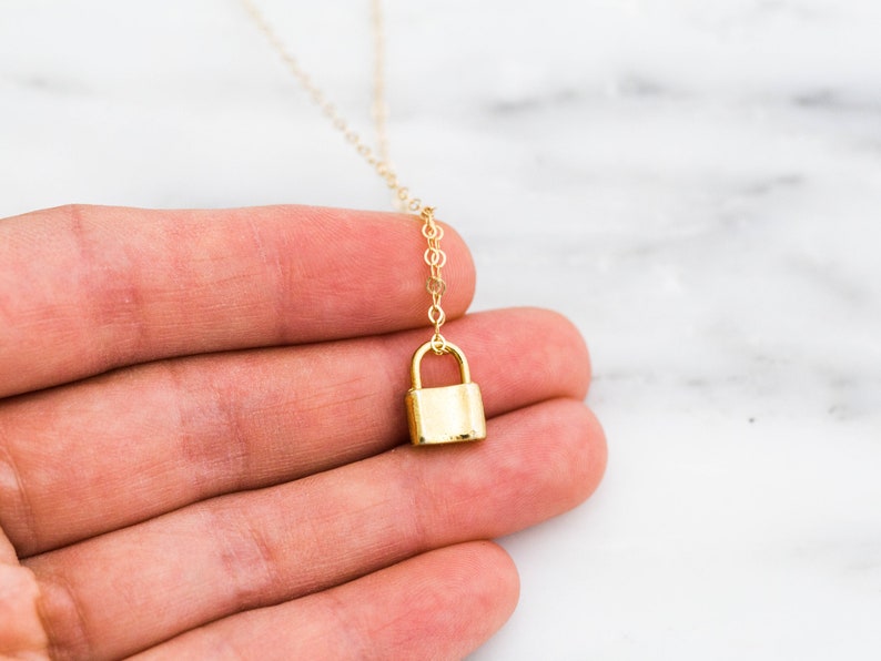 Dainty Gold Lock Necklace Tiny Lock Necklace Lock Layering Necklace Padlock Necklace Anniversary Gift Gold Filled Sterling Silver