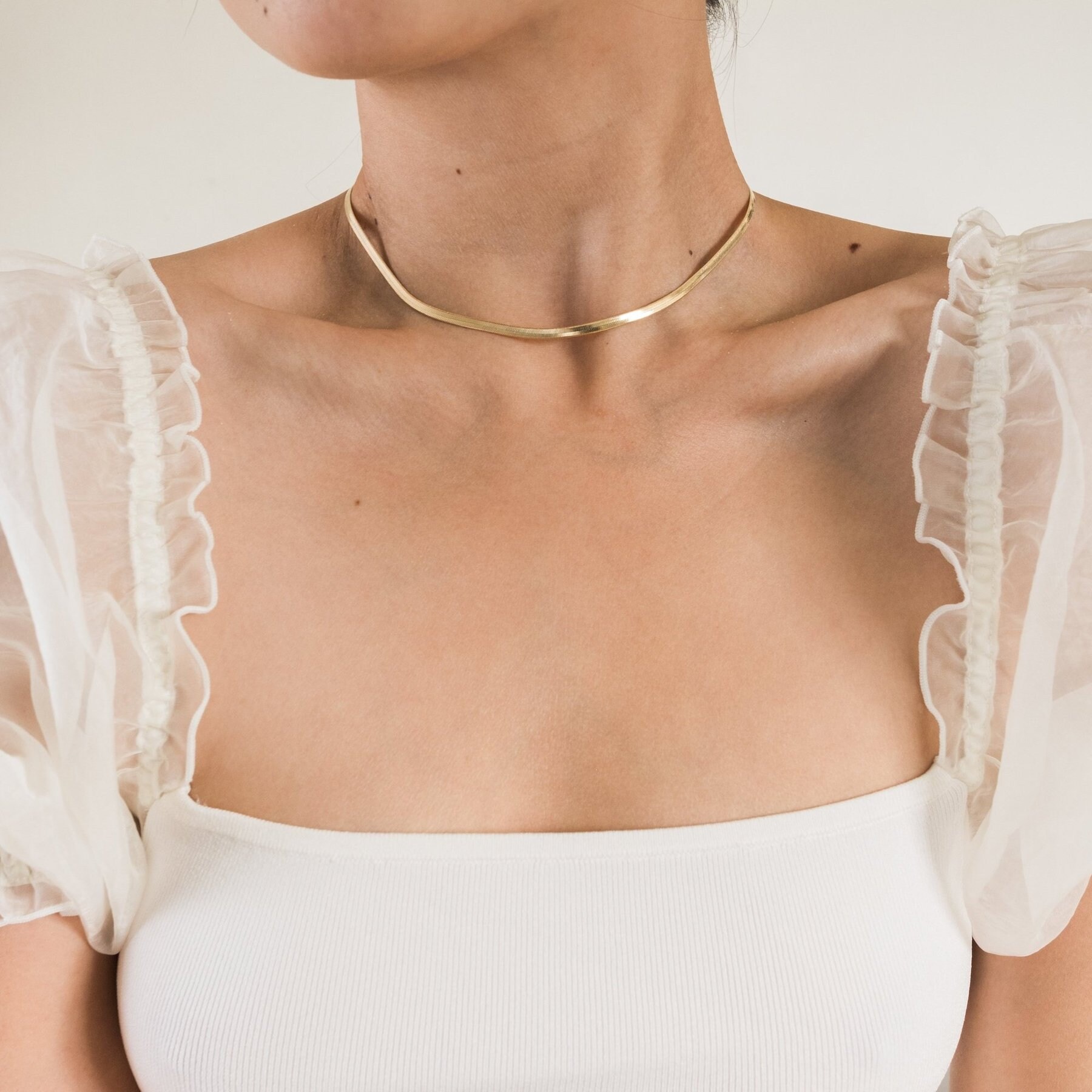 Gold Herringbone Necklace / Gold Filled 