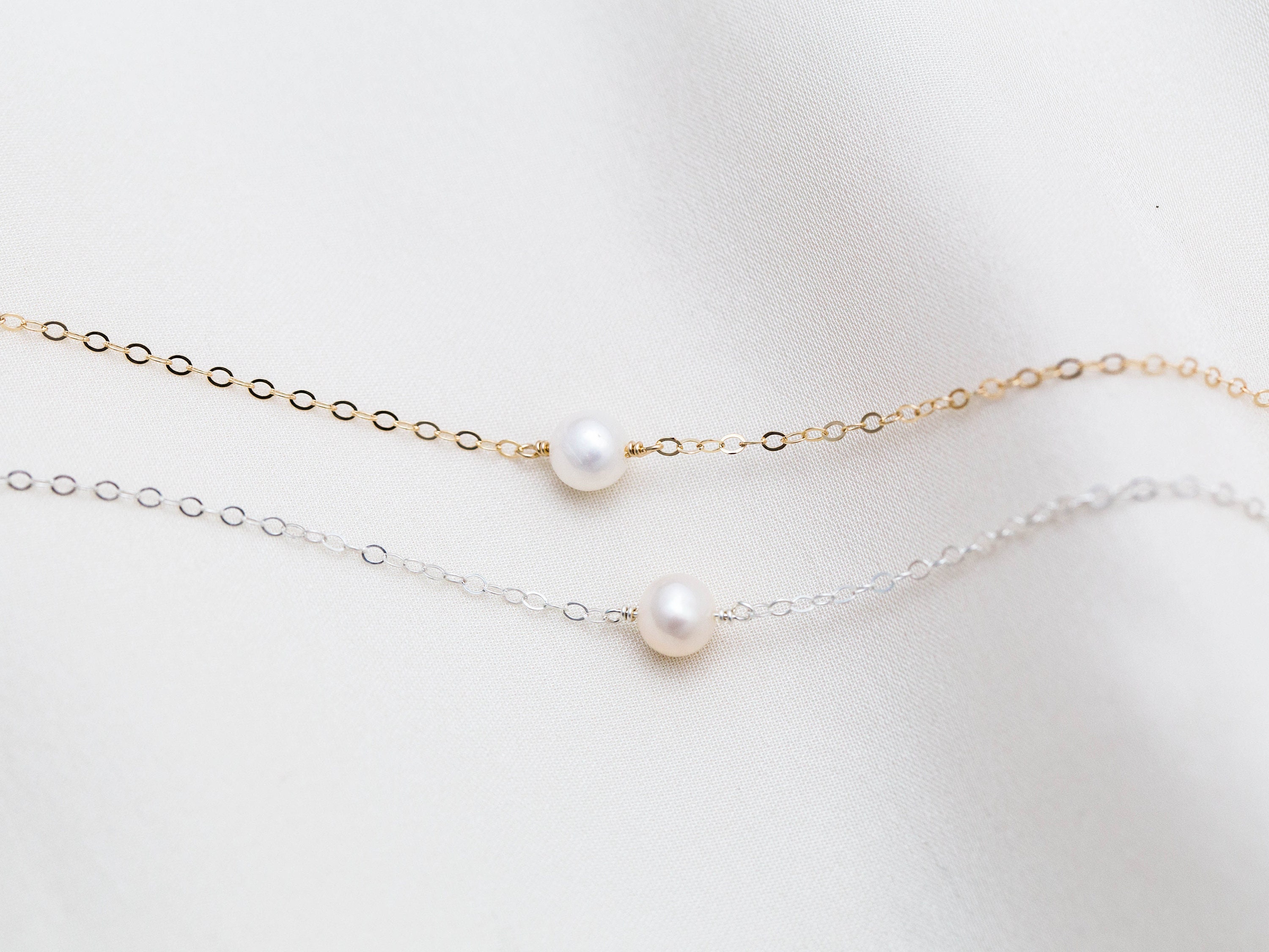 Double Layered Pearl Necklace / Floating Pearl Necklace / - Etsy