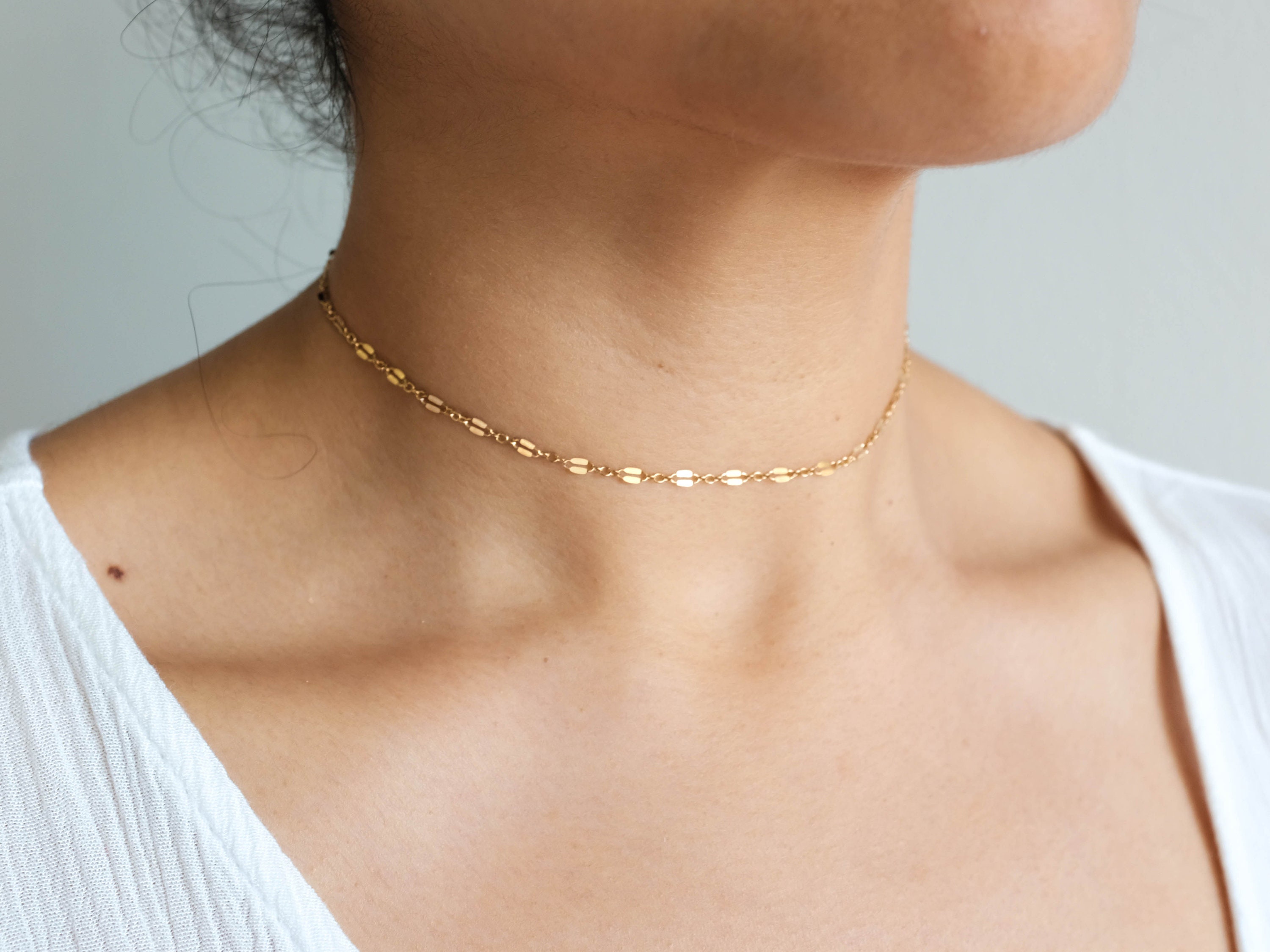 Dainty Gold Choker Gold Chain Choker Gold Lace Choker Chain Lace Chain Choker Thin Gold Choker Necklace Everyday Choker Etsy