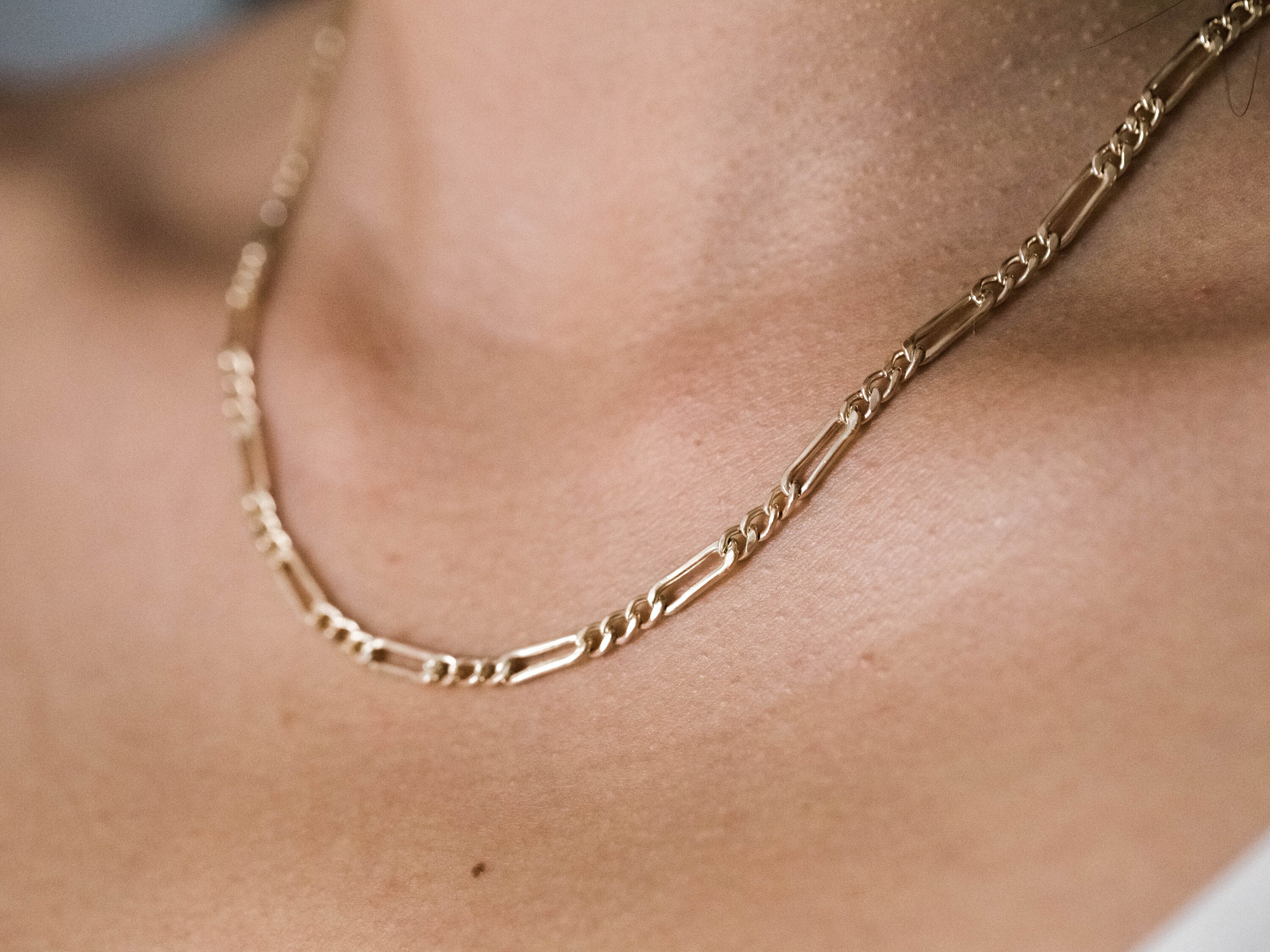 Gold Thick Figaro Chain Necklace 