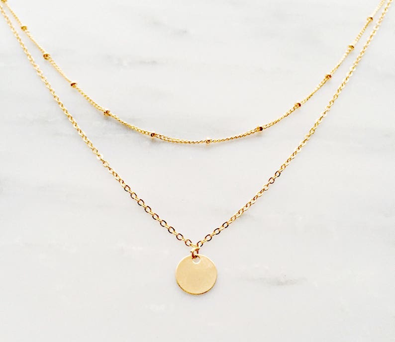 Gold Layered Necklace / Satellite Chain Necklace / Gold Etsy