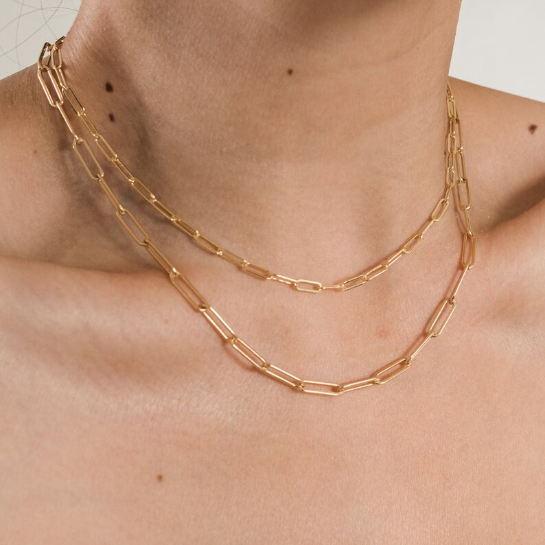 Gold Paperclip Chain Necklace / Large Link Chain Necklace / Etsy