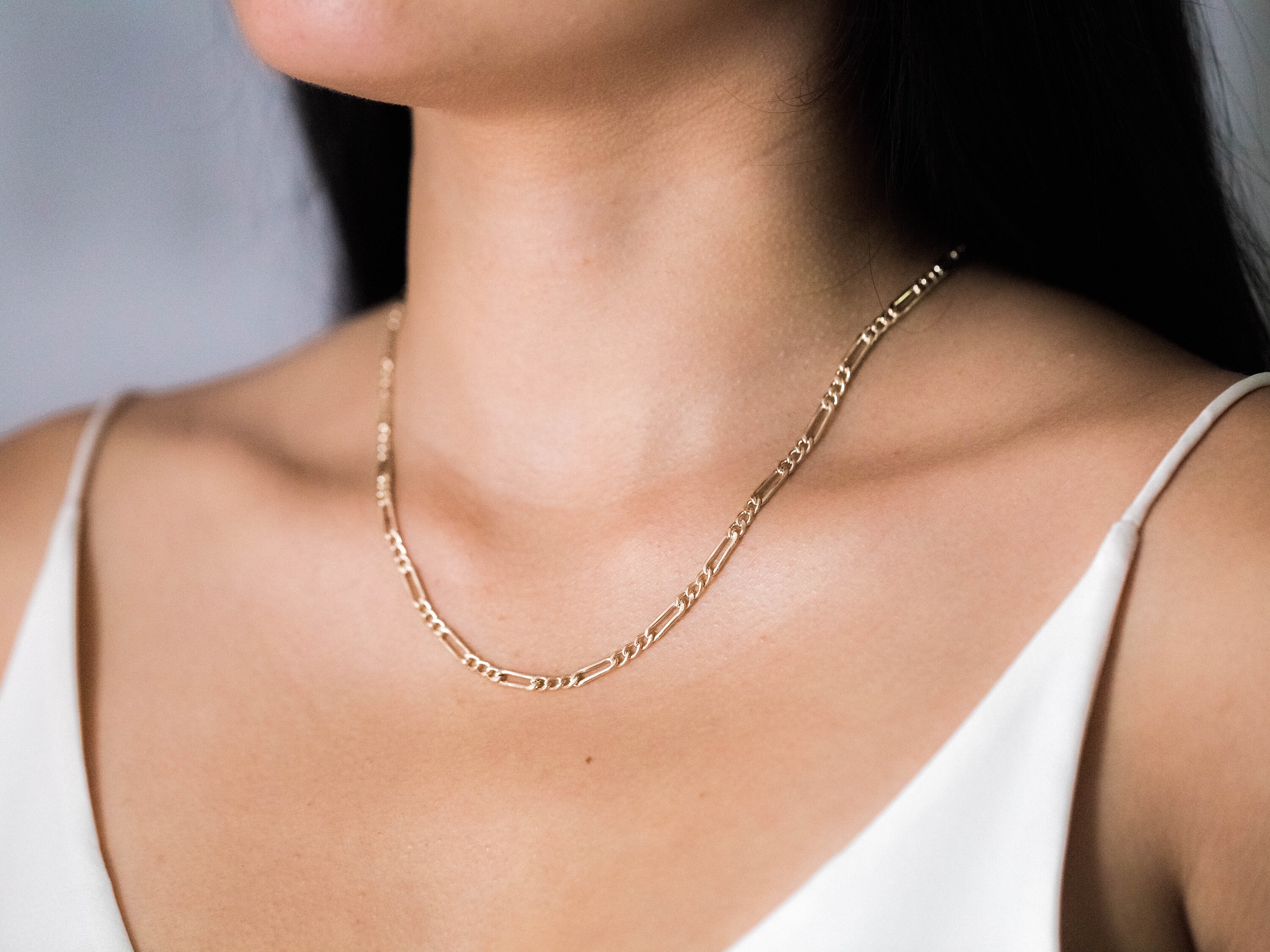 Gold Thick Figaro Chain Necklace 