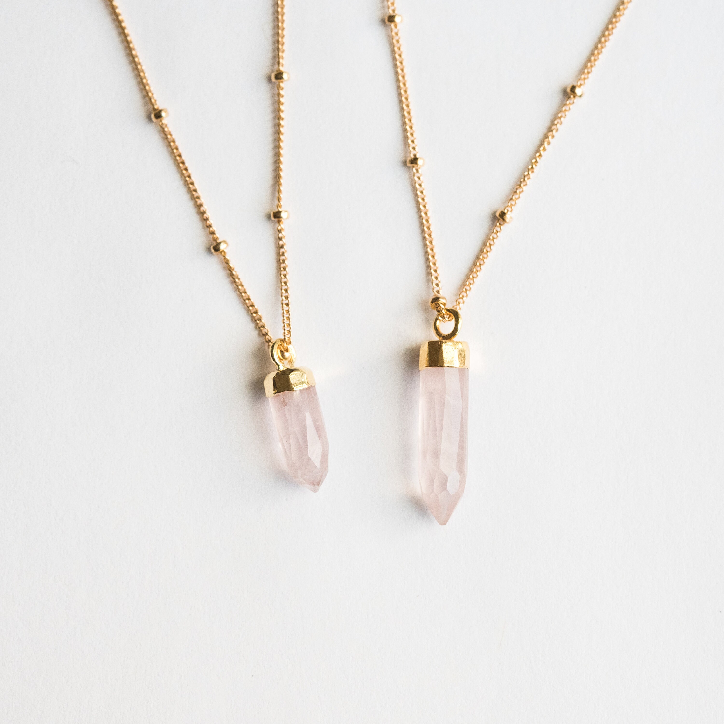 ROSE QUARTZ NECKLACE GOLD ROSE QUARTZ NECKLACE GOLD