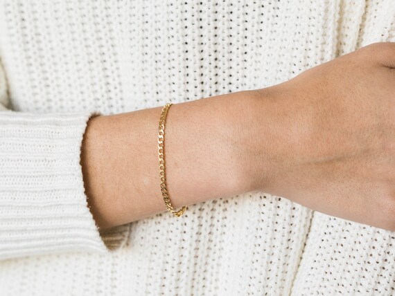 Gold Curb Chain Bracelet / Thick Gold 