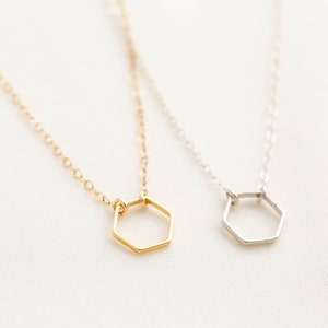 Hexagon Necklace / Dainty Gold Hexagon Necklace / Geometric Necklace / Layered Necklace / Bridesmaid/Birthday Idea image 6