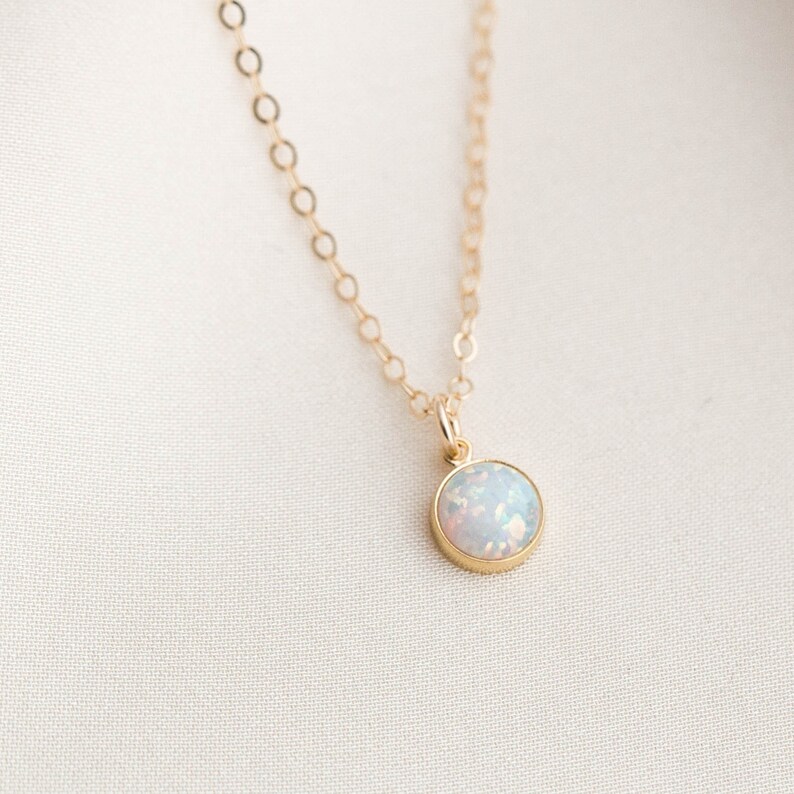 Dainty Gold Filled Opal Necklace / Minimal Opal Necklace / Etsy