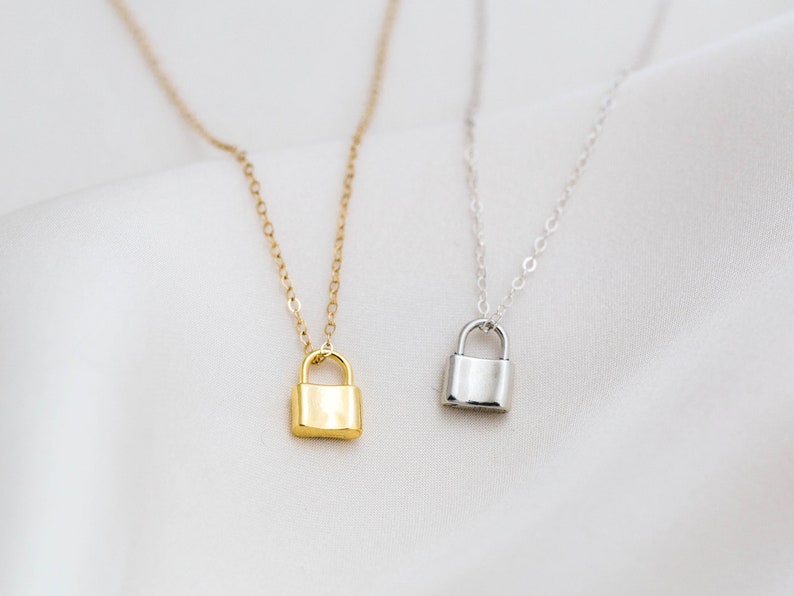 Sterling Silver Lock Necklace Dainty Padlock Love Image 0