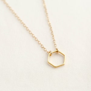 Hexagon Necklace / Dainty Gold Hexagon Necklace / Geometric Necklace / Layered Necklace / Bridesmaid/Birthday Idea image 4