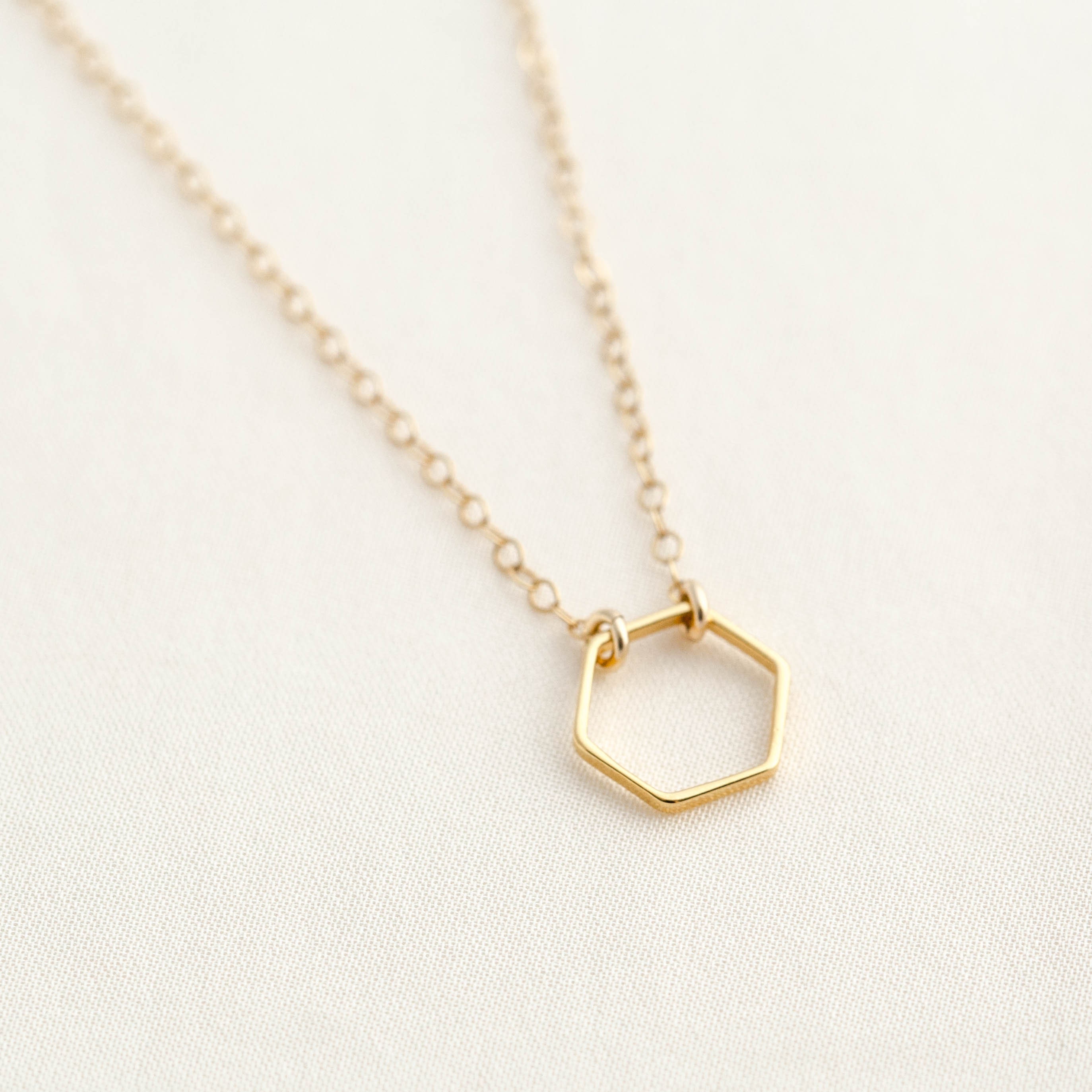 Hexagon Necklace / Dainty Gold Hexagon Necklace / Geometric Etsy