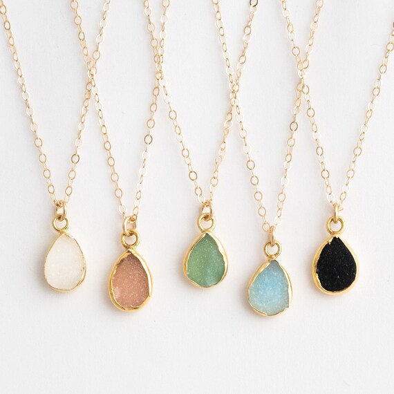 Druzy crystal necklace deals
