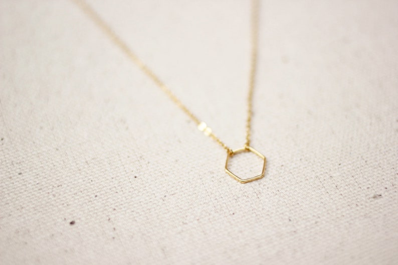 Hexagon Necklace / Dainty Gold Hexagon Necklace / Geometric Necklace / Layered Necklace / Bridesmaid/Birthday Idea image 1