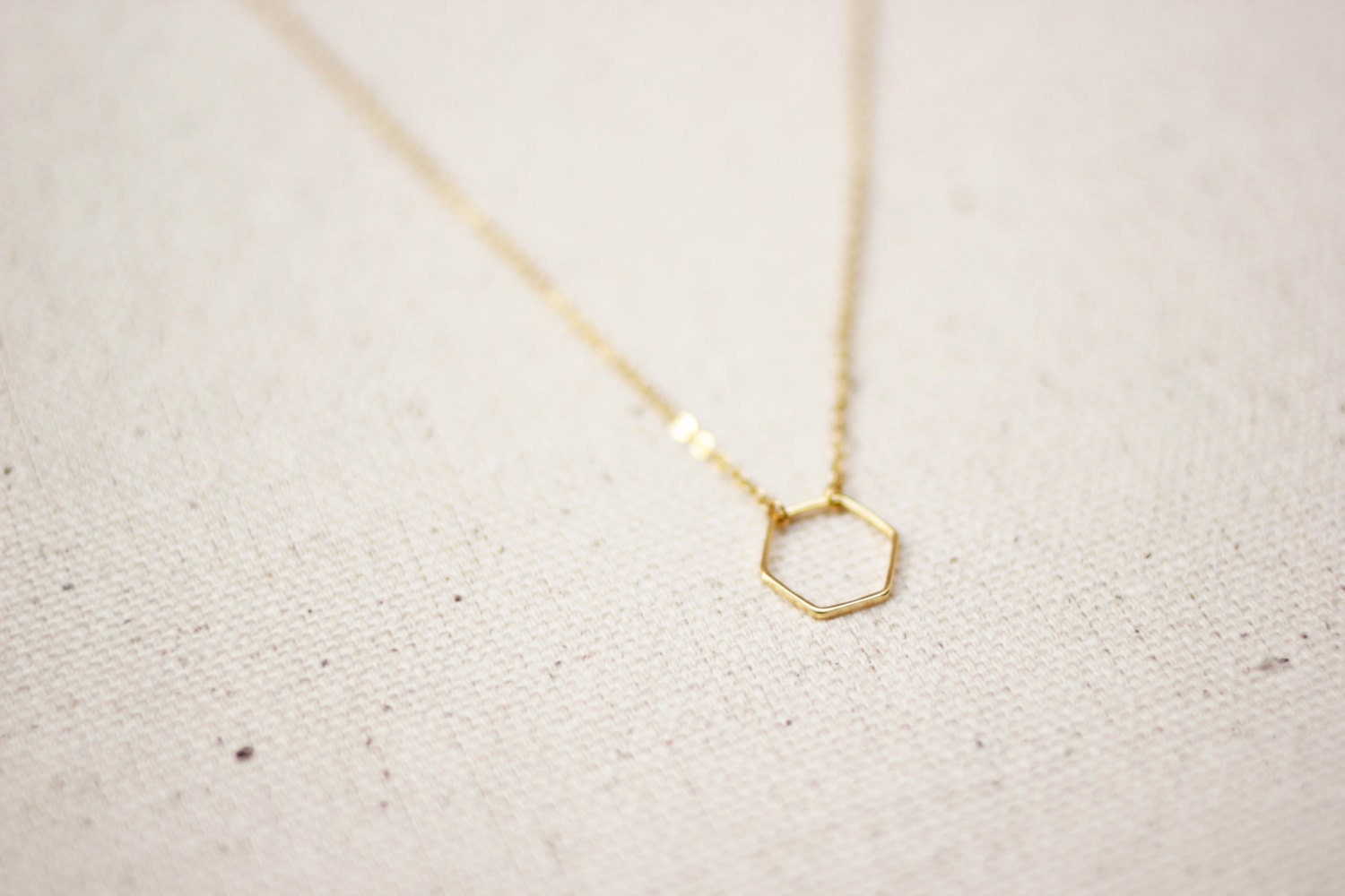 Hexagon Necklace / Dainty Gold Hexagon Necklace / Geometric Etsy