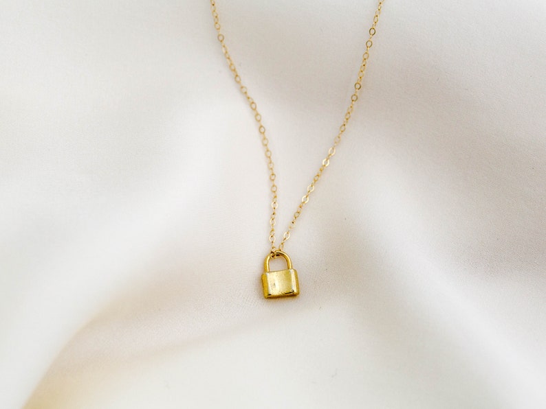 Dainty Gold Lock Necklace Tiny Lock Necklace Lock Layering Necklace Padlock Necklace Anniversary Gift Gold Filled Sterling Silver
