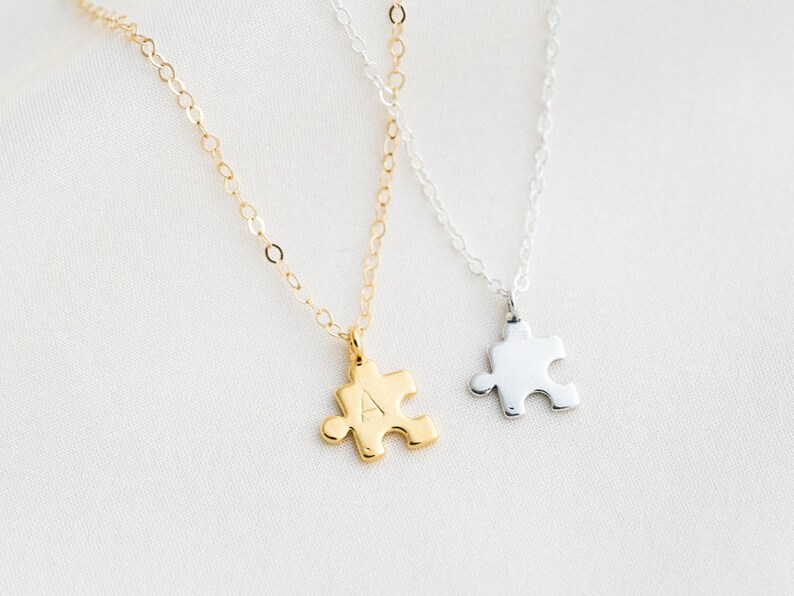 Gold Puzzle Necklace / Best Friend Necklace / Gold Puzzle Etsy