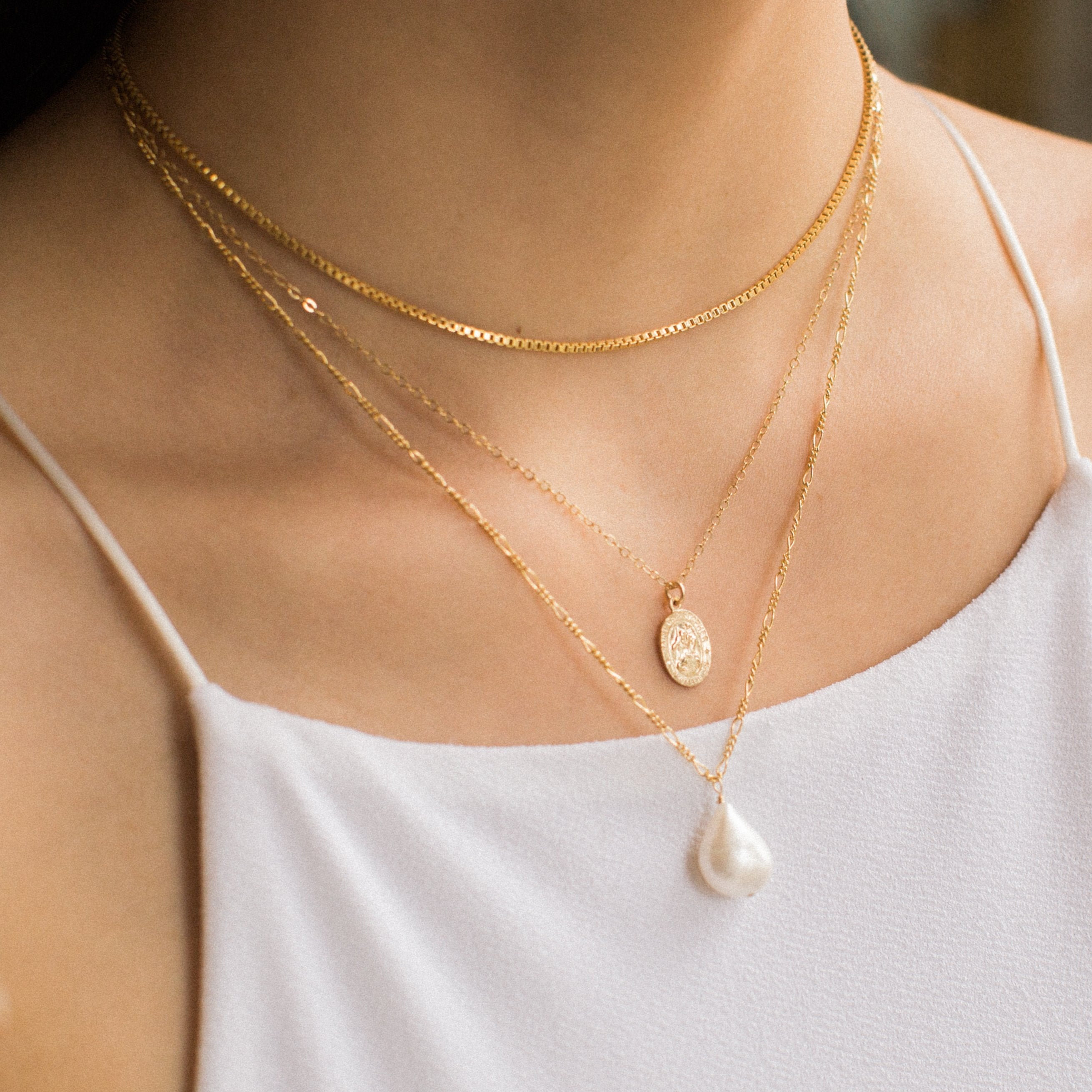 Gold Filled Box Chain Necklace / Dainty 