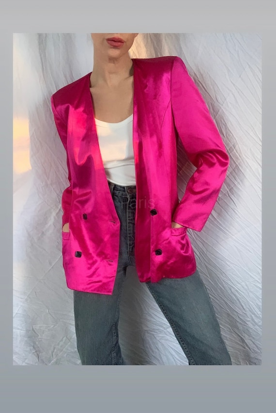 80's Hot Pink Silky Blazer