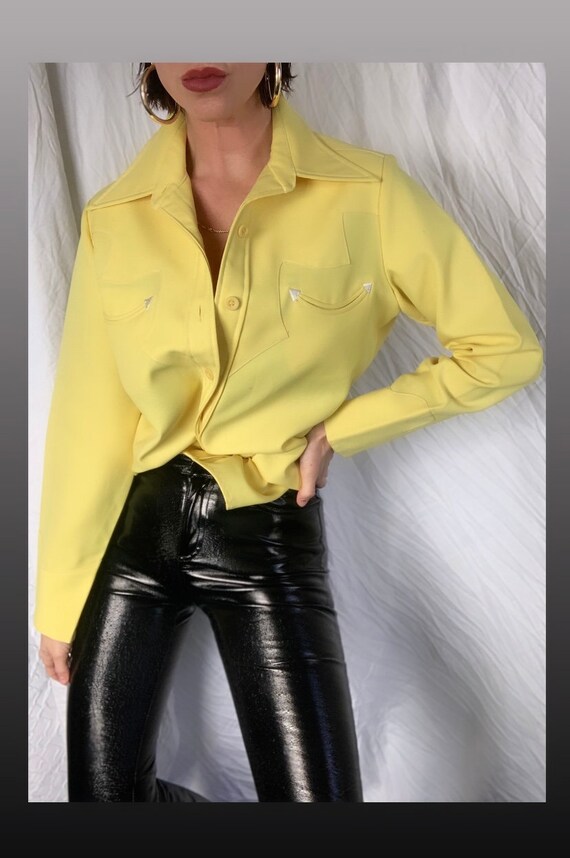 70's Vintage Yellow Western Style Shirt
