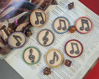 Hand crafted wooden large size bardic inspiration tokens for dungeons and dragons d&d dnd