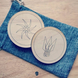 Four (4) Handmade 3.5 &quot; by 1/4&quot; Wooden Gloomhaven Class Coasters