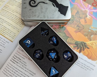 Sharp Edged Resin Tempest  Themed Dice, Resin Dice, Personalized Tin, Roleplaying Game, Dungeons and Dragons, Pathfinder, Warlock, Wizard