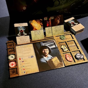 Handmade Lasercut Playerboards for Arkham Horror 3rd Edition.  Arkham Horror Boardgame Upgrades