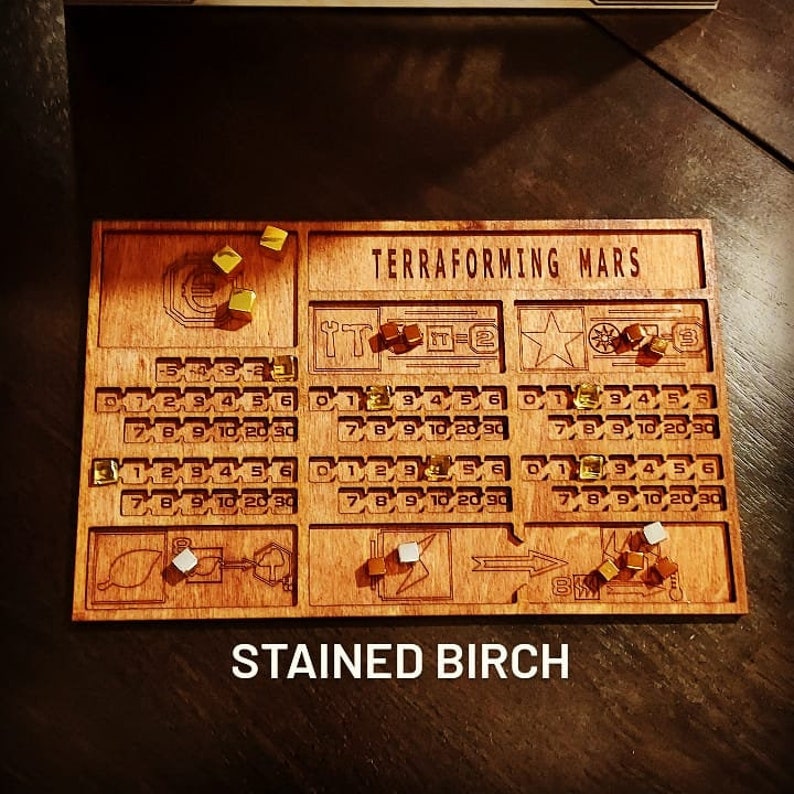 Deluxe Edition Handmade LARGE Lasercut & Engraved Wooden Terraforming Mars Player Dashboards Available in 1, 2, and 5 Packs image 2