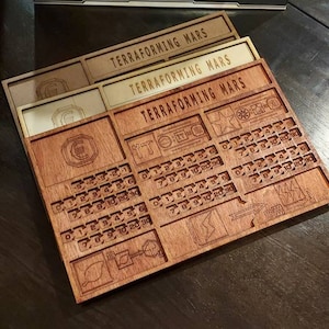 Deluxe Edition Handmade LARGE Lasercut & Engraved Wooden Terraforming Mars Player Dashboards Available in 1, 2, and 5 Packs image 1